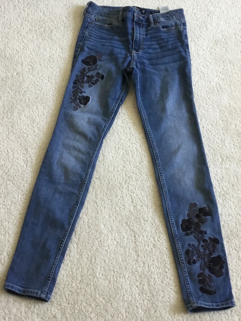 Hollister High Rise Super Skinny Jeans with floral embroidery